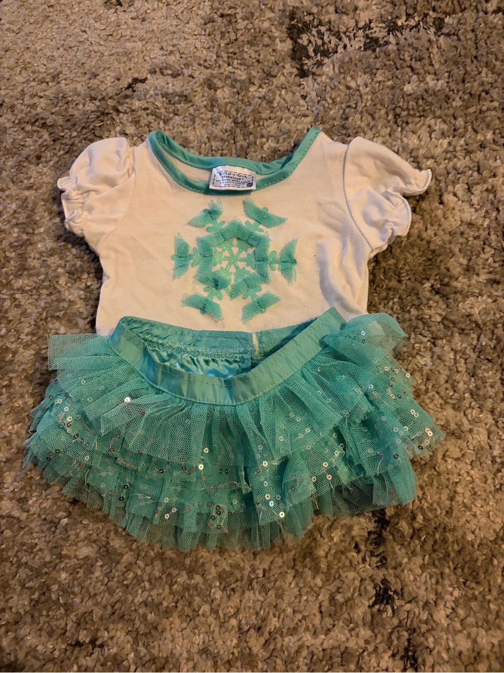 Build-A-Bear White and Teal Tutu Outfit